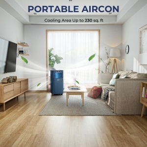 Portable 8000 BTU Air Conditioner with Fan, Dehumidifier, and Remote