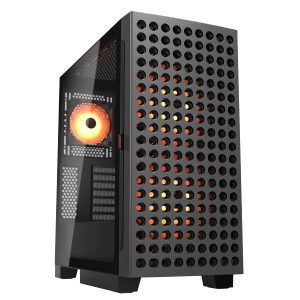 Cougar Airface ECO RGB Mid Tower ATX Computer Case, Tempered Glass Side Panel, 2 x 180mm 1 x 120mm ARGB Fan Pre-Installed, Black