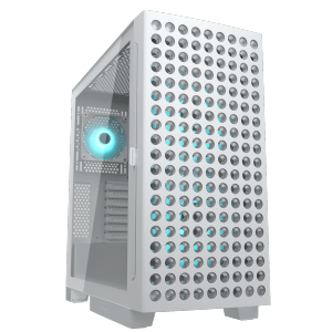 Cougar Airface ECO RGB Mid Tower ATX Computer Case, Tempered Glass Side Panel, 2 x 180mm 1 x 120mm ARGB Fan Pre-Installed, White