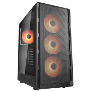 Cougar Airface Pure Pro Mid Tower ATX Computer Case, Tempered Glass Side Panel, 4 x 120mm RGB Fan Pre-Installed, Black