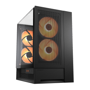 Cougar OmnyX RGB Mid Tower ATX Computer Case, Tempered Glass Side Panel, 4 x 160mm ARGB Fans Pre-Installed, Black