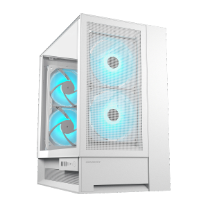 Cougar OmnyX RGB Mid Tower ATX Computer Case, Tempered Glass Side Panel, 4 x 160mm ARGB Fans Pre-Installed, White