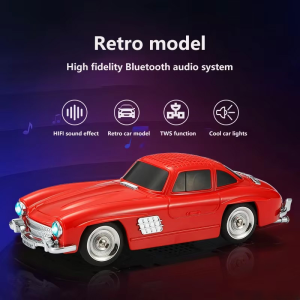 Roadster Car Shape Bluetooth Speaker – HD Sound, FM Radio, TWS Stereo, LED Party Lights, USB/TF Playback, Hands‑Free Mic – Cool Portable Car Décor for Home, Office & Outdoors