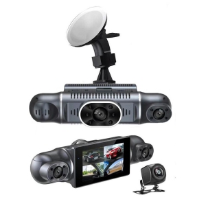 4-lens driving recorder with 1080P HD night vision, reverse camera, and parking monitoring, full vehicle coverage, collision lock, 3-inch screen, and Wi-Fi for car charging (+32GB)