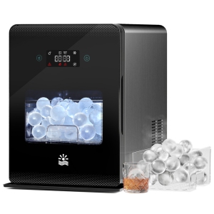 Etust Ice Ball Maker Machine with Ice Scoop & Self-Cleaning - 188 Pcs/24h, 1.97 Inch Ice Spheres, Black