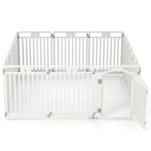 Gymax 32'' 12-Panel Dog Playpen w/ Secure Locking Door & Ground Stakes Easy Assembly