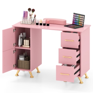 その他 SUITCASE NAIL DESK Rolling Manicure Table, Foldable Nail Station Makeup Train