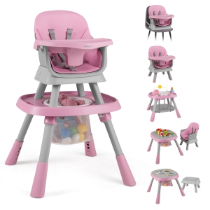 Gymax 16-in-1 Baby High Chair w/ Activity Center Booster Seat Building Block Table