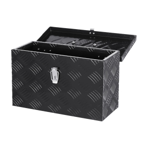 VEVOR 16"x7.5"x10" Heavy Duty Aluminum Truck Bed Tool Box, Stripes Plated Tool Box with Side Handle and Top Handle, Storage Toolbox Chest Organizer for Trailer,Truck Bed, RV, Black