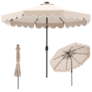 Solar-Powered Patio Umbrella with 24 LED Lights for Outdoor Use
