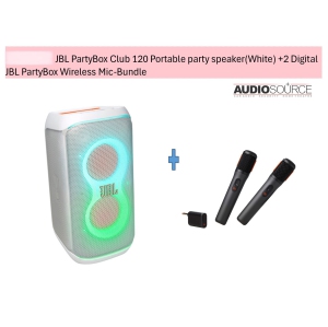 JBL PartyBox Club 120 Portable party speaker(White) +2 Digital JBL PartyBox Wireless Mic-Bundle