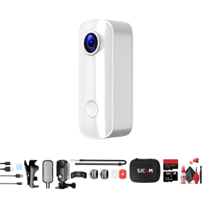 SJCAM C100 Plus Action Camera (White) Bundle