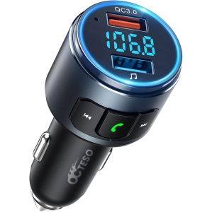Upgraded V5.3 Bluetooth FM Transmitter for Car, QC3.0 & LED Backlit Wireless Bluetooth FM Radio Adapter Music