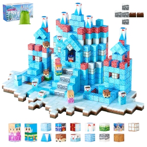 VEVOR 150 PCS Magnetic Blocks, Glacier Castle Set, Magnetic Building Cubes for Kids, STEM Montessori Sensory Toys for Christmas Birthday Gift, for 3+ Years Old Boys & Girls