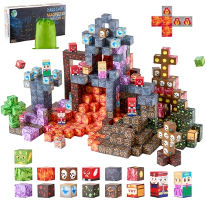 VEVOR 100 PCS Magnetic Blocks, Dark Castle Set, Magnetic Building Cubes for Kids, STEM Montessori Sensory Toys for Christmas Birthday Gift, for 3+ Years Old Boys & Girls