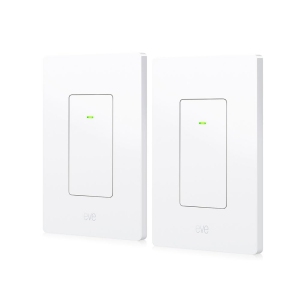 Eve Light Switch (Matter) 2-Pack: Wall Switch for Apple Home, Alexa, Google Home, SmartThings; for Single-Pole & 3-Way switches; Requires Thread Router & Neutral Wire; UL-Certified