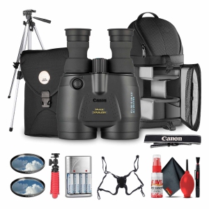 Canon 15x50 IS All-Weather Image Stabilized Binoculars + " Tripod + Harness