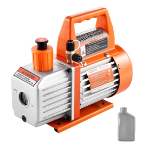 VEVOR 3.5 CFM 1/4 HP Vacuum Pump, HVAC Single Stage Rotary Vane AC Vacuum Pump, for R134a R22 R410a Systems, with Oil Bottle, 1720 PRM, for Automotive Air Conditioner Maintenance