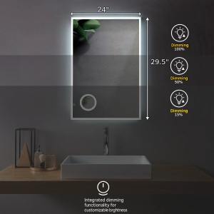 SERA BATHROOM Mirror 24" LED M-1039 with Magnifying Mirror (24" X 30") - Frosted