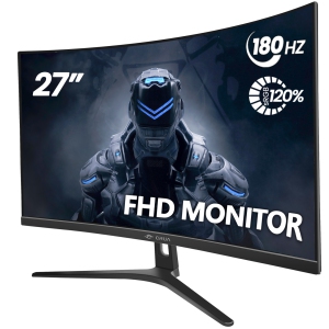 CRUA 27 Moniteur de jeu Courbé de pouce,200HZ FHD(1920×1080P) 1800R Moniteurs d'ordinateur sans cadre, 1ms(GTG) avec FreeSync, Flou bas mouvement, soins aux yeux, DisplayPort, HDMI-noir
