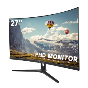 CRUA 27 Moniteur Courbé de pouce, 100HZ FHD(1920x1080p) 1800R 99% sRGB Moniteur d'ordinateur3-Sided Narrow Lezel, Flicker-Less, Filtre à lumière bleue, pour le bureau d'affaires & Jeu - Noir