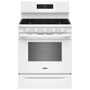 Whirlpool 30" 5.0 Cu. Ft. Free-Standing 5-Burner Self-Clean Gas Air Fry Range (WFGS5730SW) - Black