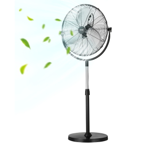 VEVOR 18 Inch Industrial Pedestal Fan, Standing Fan with 45.3 to 57.9 Inches Adjustable Height, Floor Fans with 3 Adjustable Speeds, High Power Fans for Warehouse, Garage, Black