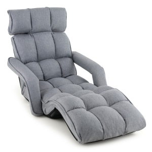 Reclining Floor Chair with 6 Adjustable Positions, Armrests, and Footrest