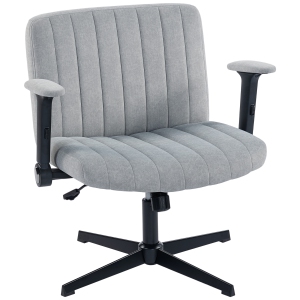 HOMCOM Criss Cross chaise de bureau avec accoudoirs, sans roues, chaise de bureau large avec hauteur réglable, tilting, legged croisé, gris