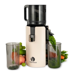Ventray Cold Press Juicer, 4.7" Large Feed Chute Masticating Juicer with Extended Extraction Tech for Vegetables & Fruits - Ivory