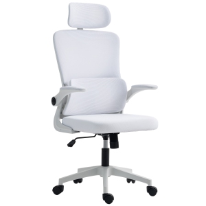Vinsetto Ergonomic Office Chair with Auto-Adaptive Lumbar Support, High Back Desk Chair with Adjustable Headrest & Height, Rotatable Arm, Rock Function for Office, Cream White