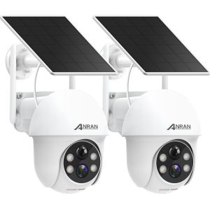 ANRAN 2K Security Camera Wireless Outdoor, Solar Outdoor Camera with 360° View, Smart Siren, Pan Tilt Control, 2-Way Talk and more - 2 Pack (Q01W)