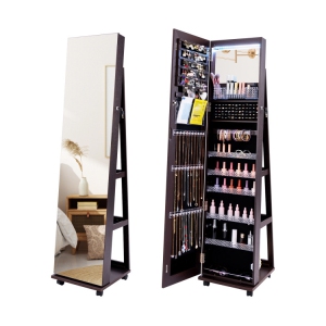 Jewelry Armoire Cabinet with Lockable Storage and Makeup Mirror