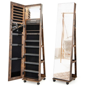 Jewelry Armoire Cabinet with Lockable Storage and Makeup Mirror