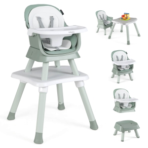 Costway 6-in-1 Baby High Chair Convertible Dining Booster Seat with Removable Tray