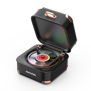 Retro Record Player Speaker Bluetooth, Colorful Rhythmic Lights/360° Stereo Sound/1200mAh Long Battery Life Supports TF Cards/Type-C/Bluetooth Connection-Wireless Desktop Speaker