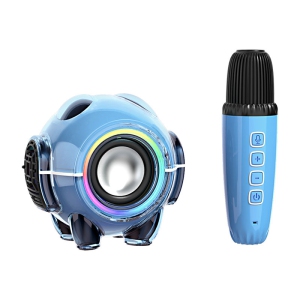 Panda Karaoke Bluetooth Speaker - Wireless Portable, HD Bluetooth Speaker, Compact Rechargeable Bass, Excellent Karaoke Performance, Built-in Wireless Microphone (Blue)