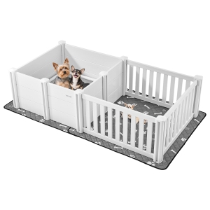 VEVOR 73x38x19.7 in Dog Whelping Box,Plastic Dog Whelping Pen with Adjustable Height Door, Puppy Playpen with Waterproof Pee Pad,Durable Indoor Pet Birth Kit for Medium Sized Dogs