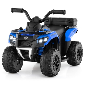 Costway 6V Toddler Ride On Electric Car ATV with Lights & Music & USB Port Storage Box Toy Car Red/Blue/Khaki/Green/Pink