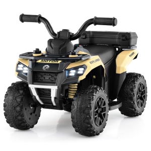 Costway 6V Toddler Ride On Electric Car ATV with Lights & Music & USB Port Storage Box Toy Car Red/Blue/Khaki/Green/Pink