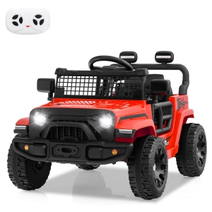 Costway 12V Kids Ride on Truck Car Battery Powered Electric Vehicle with Remote Control White/Purple/Red/Blue/Black/Pink