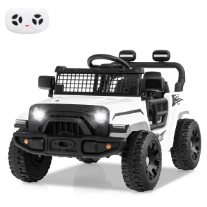 Costway 12V Kids Ride on Truck Car Battery Powered Electric Vehicle with Remote Control White/Purple/Red/Blue/Black/Pink