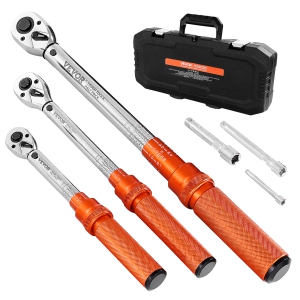 VEVOR 3 Pieces Click Torque Wrench Set, 1/4, 3/8, 1/2 Inch Drive, 10-170 lbf-ft, 5-45 lbf-ft, 20-240 lbf-in, Dual-direction and Dual Range Scales, 72-Tooth, ±3% High Precision