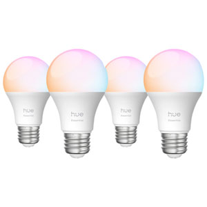 Philips Hue Essential A19 Smart LED Light Bulbs - 4 Pack - White & Colour Ambiance