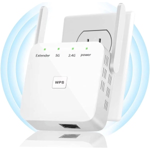Faster WiFi Extender, WiFi Repeater, Covers Up to 10000 Sq.ft and 80 Devices, Internet Booster - with Ethernet Port, Quick Setup, Home Wireless Signal Booster