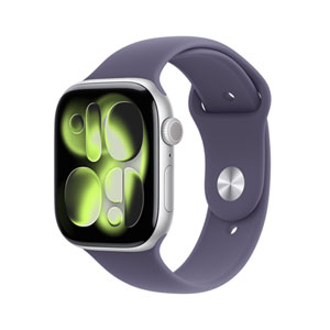 Apple Watch Series 11 (GPS) 46mm Silver Aluminum Case with Purple Fog Sport Band - Medium/Large