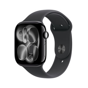 Apple Watch Series 11 (GPS) 46mm Jet Black Aluminum Case with Black Sport Band - Small/Medium