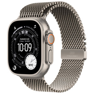 Apple Watch Ultra 3 (GPS + Cellular) 49mm Natural Titanium Case with Natural Titanium Milanese Loop - Large