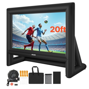 VEVOR 20 ft Inflatable Movie Screen, 600D Washable Inflatable Projector Screen with Portable Storage Bag, 16:9 Easy Set Up Movie Projection for Outdoor Backyard, Home Theater