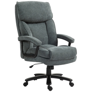 HOMCOM Big and Tall Office Chair, Up to 450 lbs. Overstuffed Executive Office Chair with Swivel Wheels, High Back for Heavy People, Grey